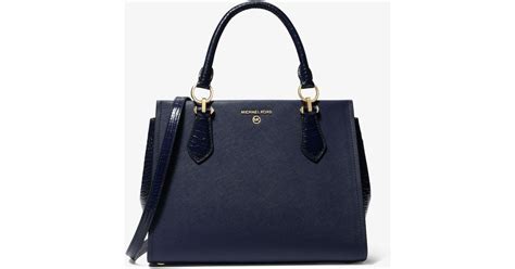 michael kors selma large saffiano leather satchel navy|Michael Kors marilyn medium.